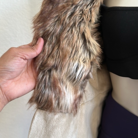 Allen B By Allen Schwartz Faux Fur Suede Jacket Size Large Fur Collar Ta… - Picture 4 of 6